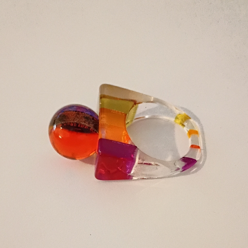 Vibrant Multicolor Resin Ring - image 2